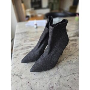 BRASH black and silver glitter stretch pull on Booties women's 11